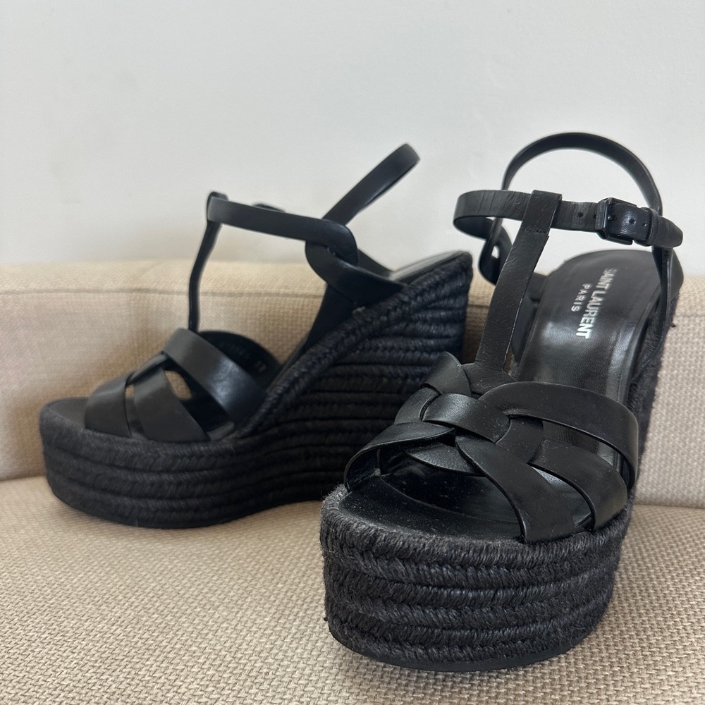 Saint Laurent Black Wedge Heels - Picture 14 of 14